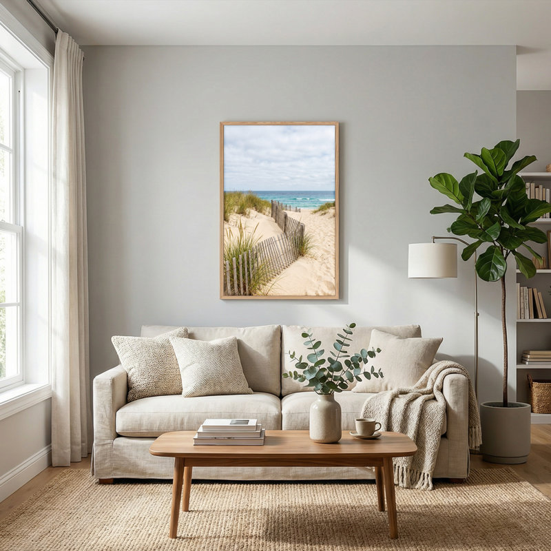 Ensemble de 1 tableau sur toile représentant un chemin de plage, H 48 po x l 36 po, Naturel