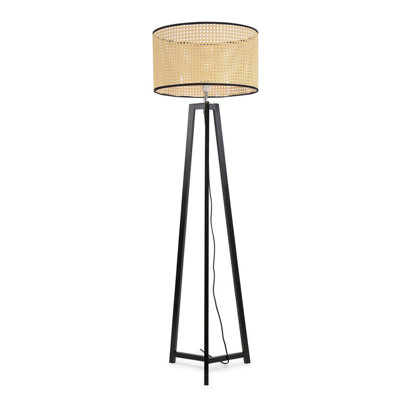 Rhavyn 148cm Traditional Floor Lamp, Natural, Matte Black