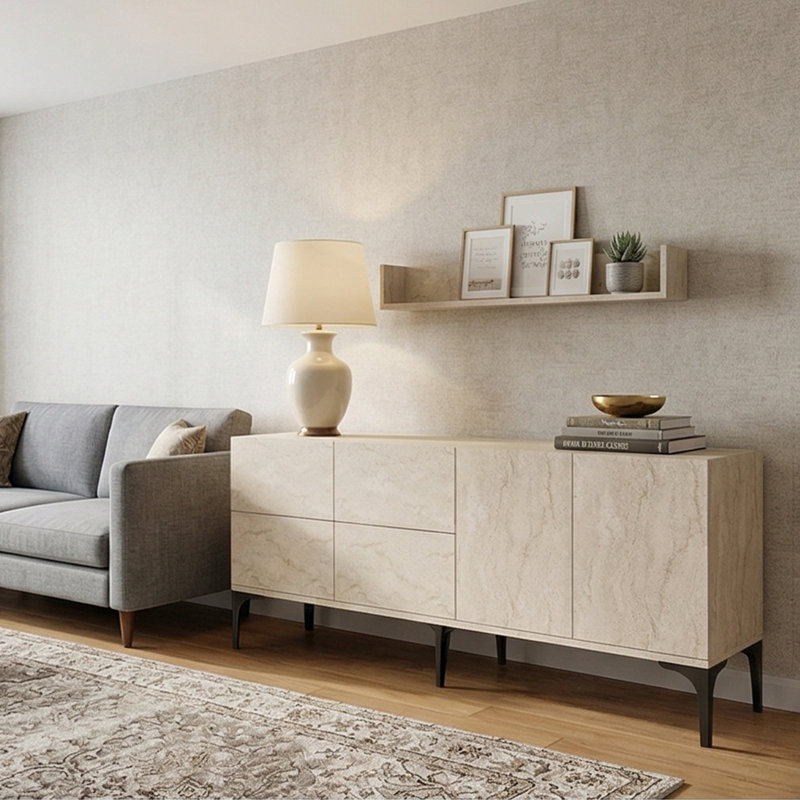 Ensemble de console murale 71 "et tablettes assorties 39" Jasper, Travertine