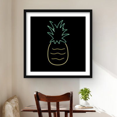 Neon Pineapple - reproduction encadrée pour décoration de chambre à coucher