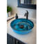 Lavabo de salle de bain vasque circulaire en verre trempé bleu