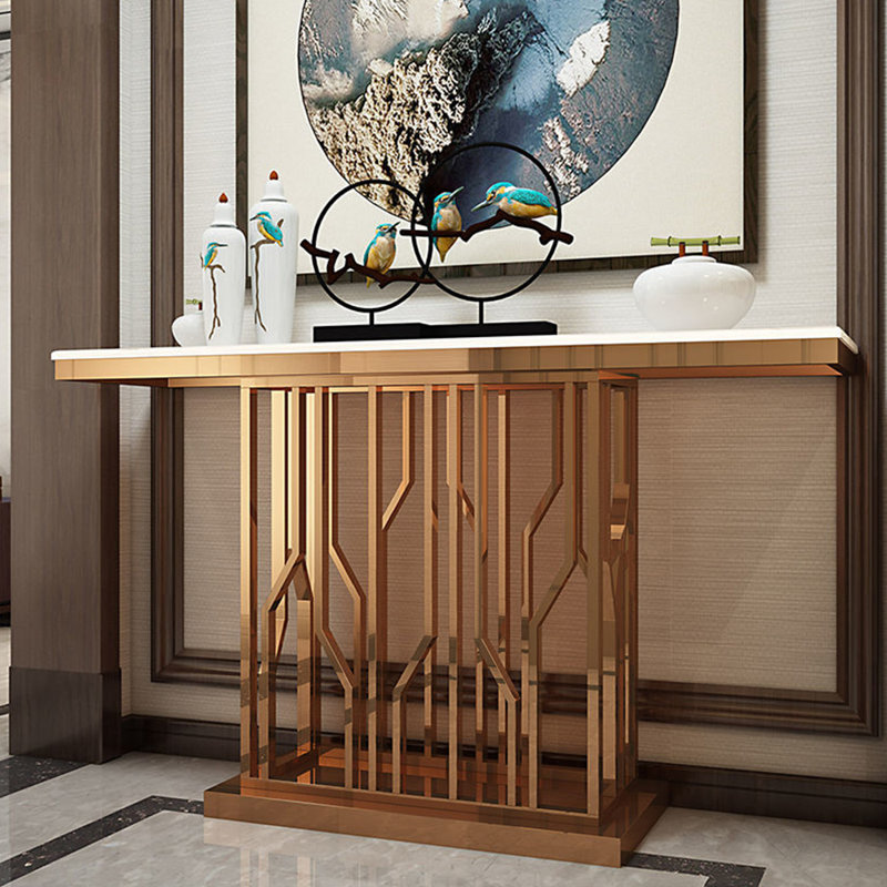 Console légère, luxueuse et moderne, H 33,5 po x l 59 po x P 13,8 po, Rose Gold