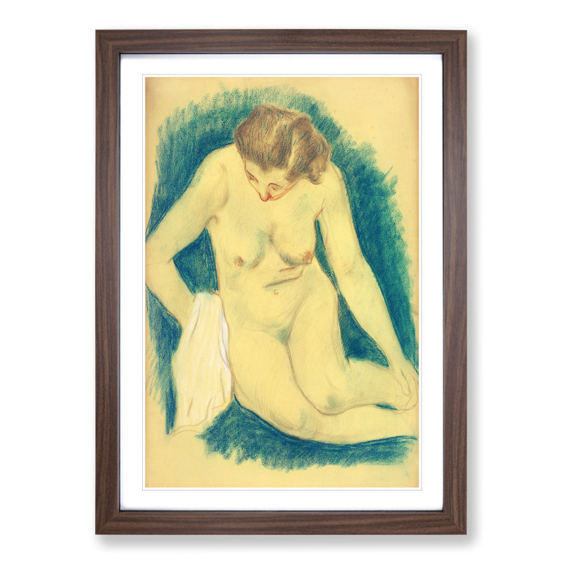 Seated Nude by Paul Gauguin - Picture Frame Painting, Walnut Framed, 65cm H x 48cm W x 2cm D