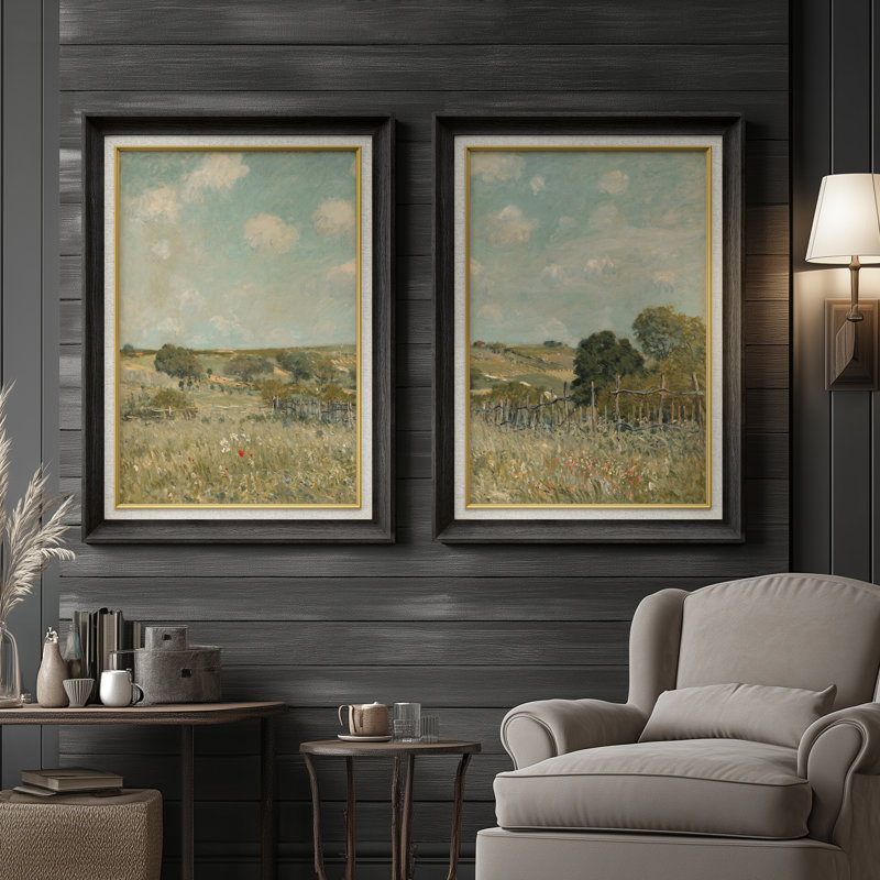 Ensemble de 2 œuvres d'art encadrées de qualité supérieure sur toile de qualité supérieure avec cadre de 26 po x 36 po, Noir