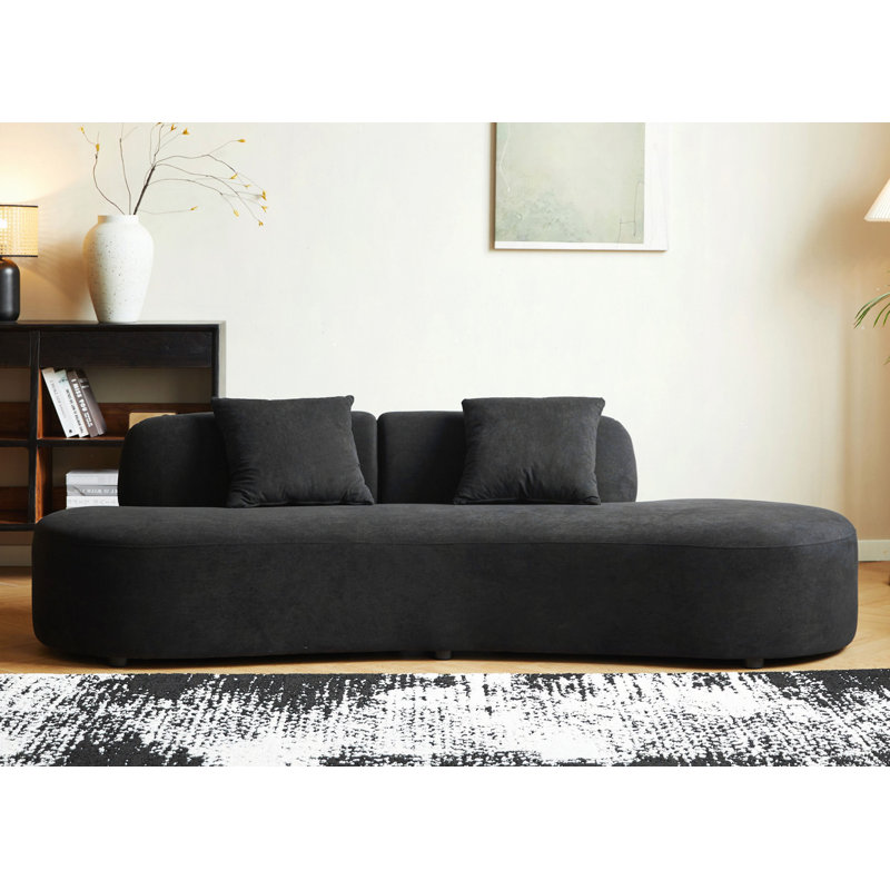 Canapé incurvé de 90 po avec coussins décoratifs, canapé de luxe en velours 4 places avec demi-lune et mousse haute densité, idéal pour les salons modernes, les bureaux et les appartements