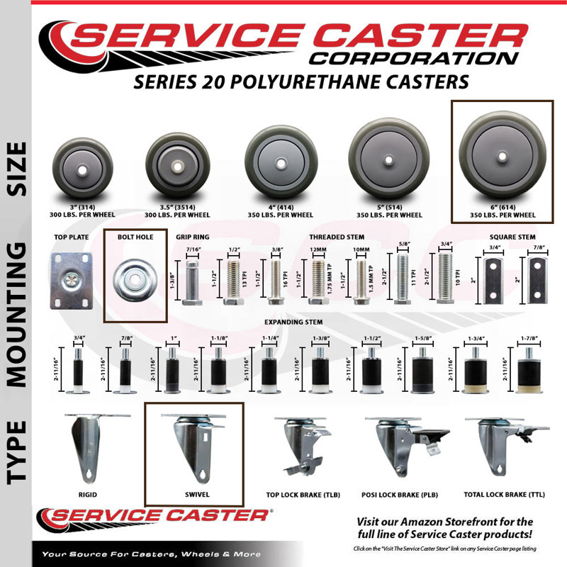4-Piece Polyurethane Caster Set