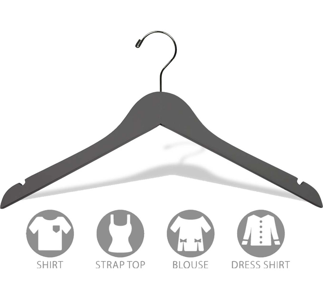 Wood Non-Slip Standard Hanger for Dress/Shirt/Sweater (Set of 50) Rebrilliant 