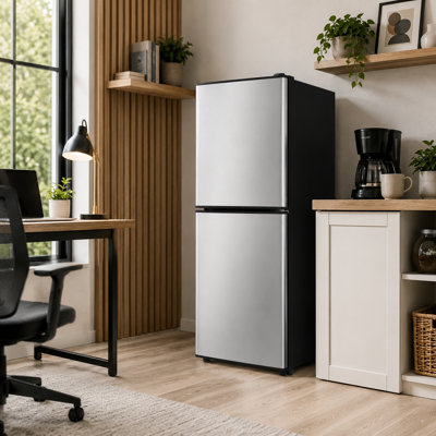 Rolipo 3.7 Cu. Ft. 2-Door Mini Fridge with Separate Top Freezer, Glass Shelves, LED Interior Light | Fridge.com