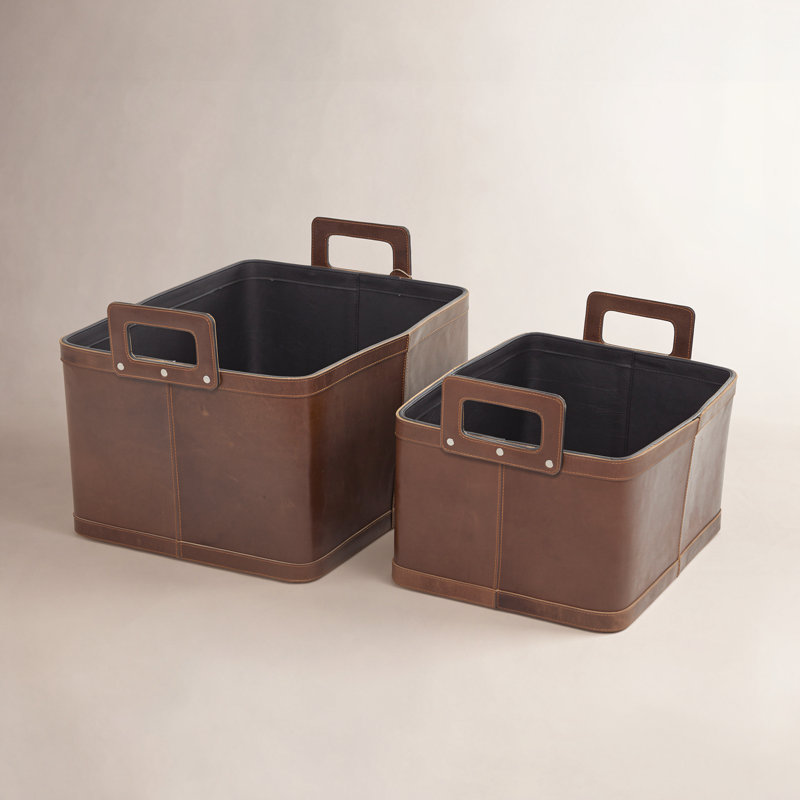 Handmade Leather Storage Baskets