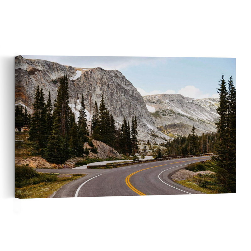 The Road To The Snowies Serene Abstract Contemporary Pine Forest Landscape Wall Art Print 1 Piece Wrapped Canvas Wall Art