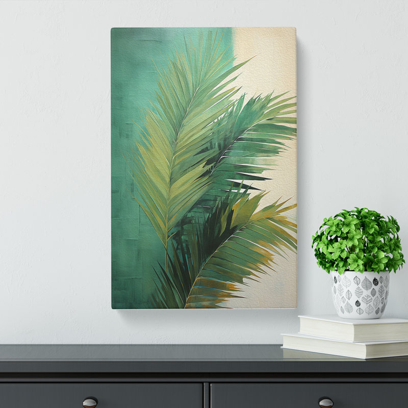 Palm Leaf Gestural - Wrapped Canvas, 50cm H x 35cm W x 3cm D