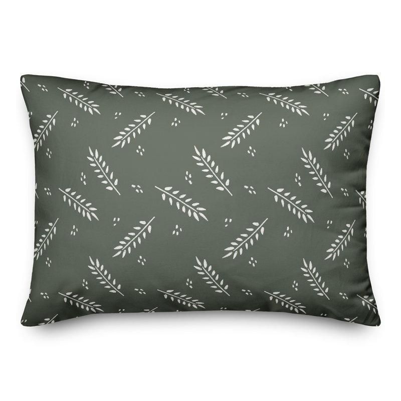  Coussin décoratif floral intérieur / extérieur en polyester, H 18 po x l 25 po, Sauge