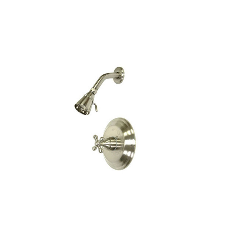 Vintage Thermostatic Pressure Balanced Shower Faucet with Metal Cross Handles, Satin Nickel