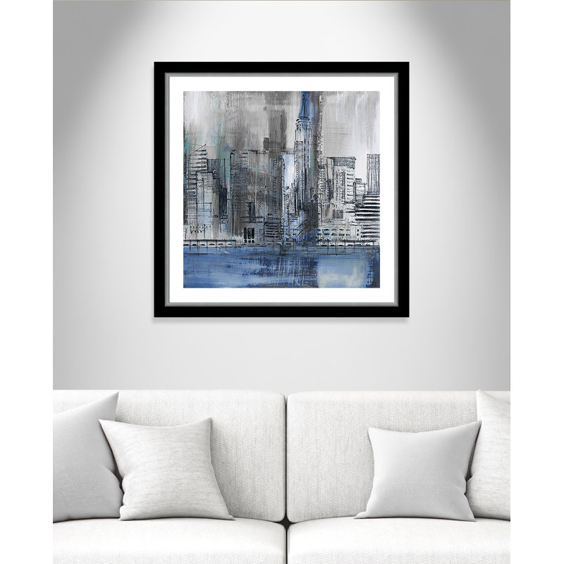 Eaubonne 'Empire State' Framed Acrylic Painting Print, Black/Silver Framed