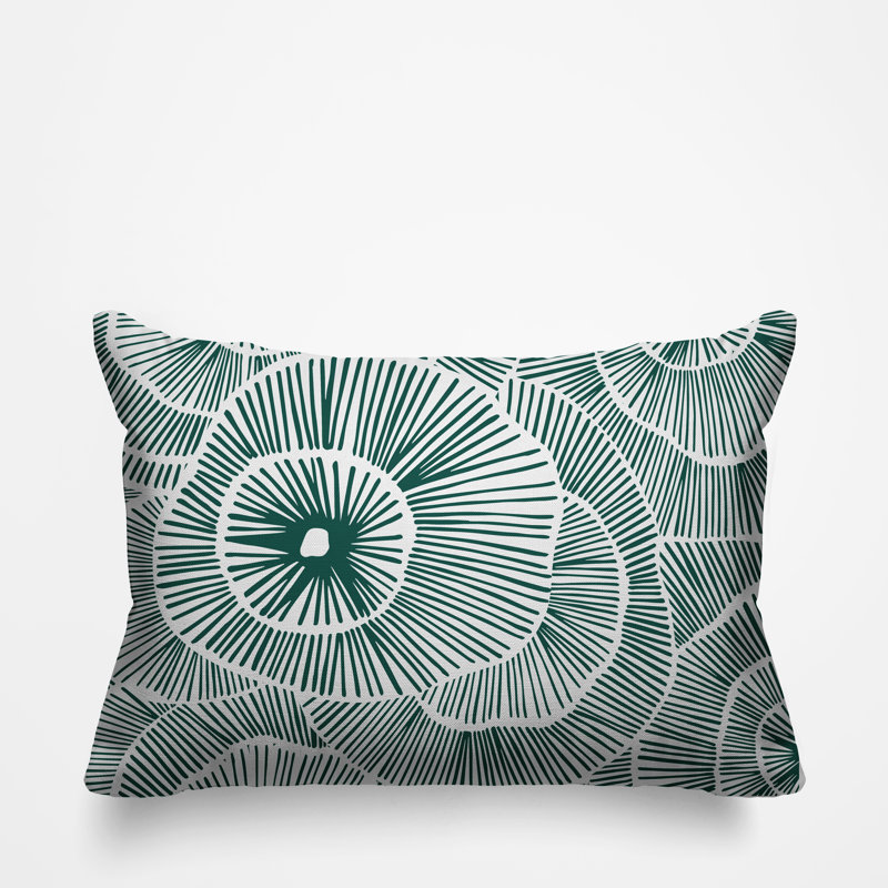 Coussin intérieur / extérieur Abstract Floral Burst, Émeraude