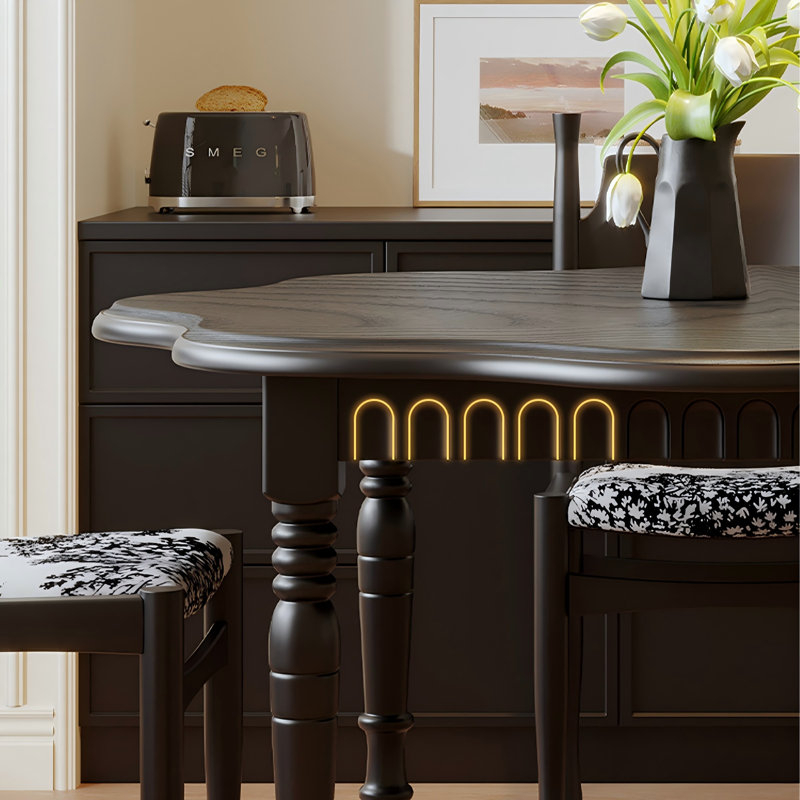 Solid Wood rubberwood black Dining Table, 29.53"H x 39.37"L x 39.37"W