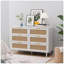 Armoire de rangement en rotin à 6 tiroirs au design naturel pour la chambre à coucher et le salon, écologique et spacieuse-130178351-130178353