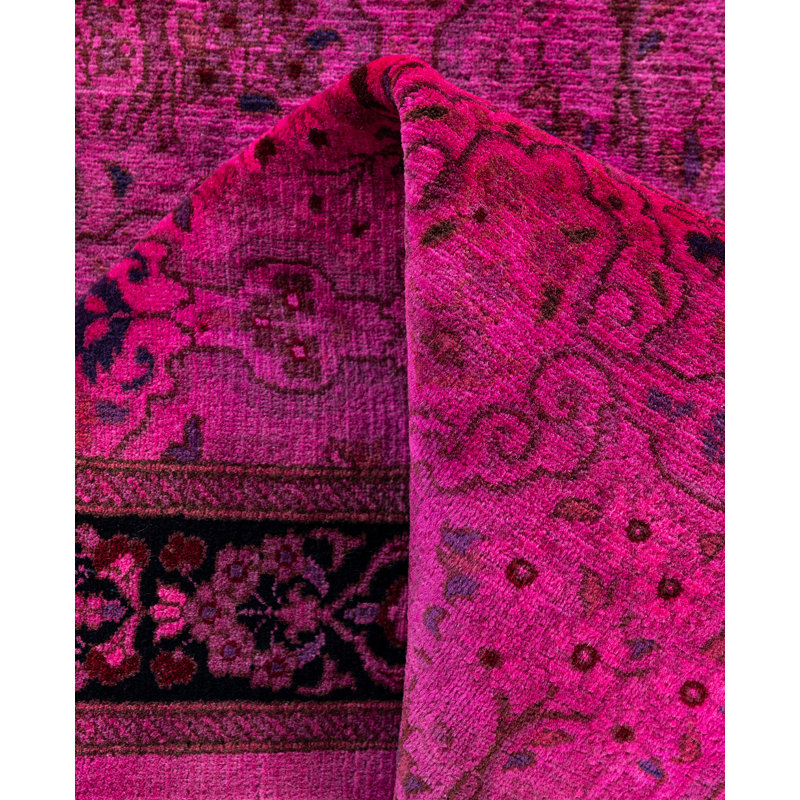 Overdyed Hand-Knotted Wool Modern-Contemporary Pink Runner 2' 6" x 7' 5"