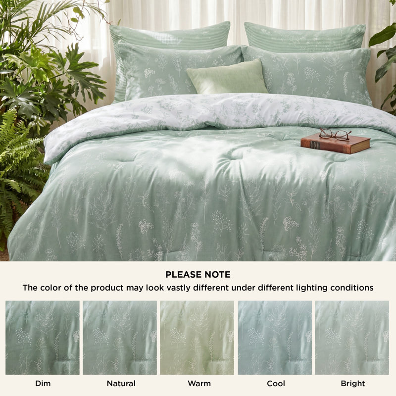 Bedsure California King Comforter Set – 3-Piece Sage Green Botanical Floral Bedding, Reversible Soft Comforter with 2 Pillow Shams, Perfect for Spring Refresh & Cozy Bedroom Decor