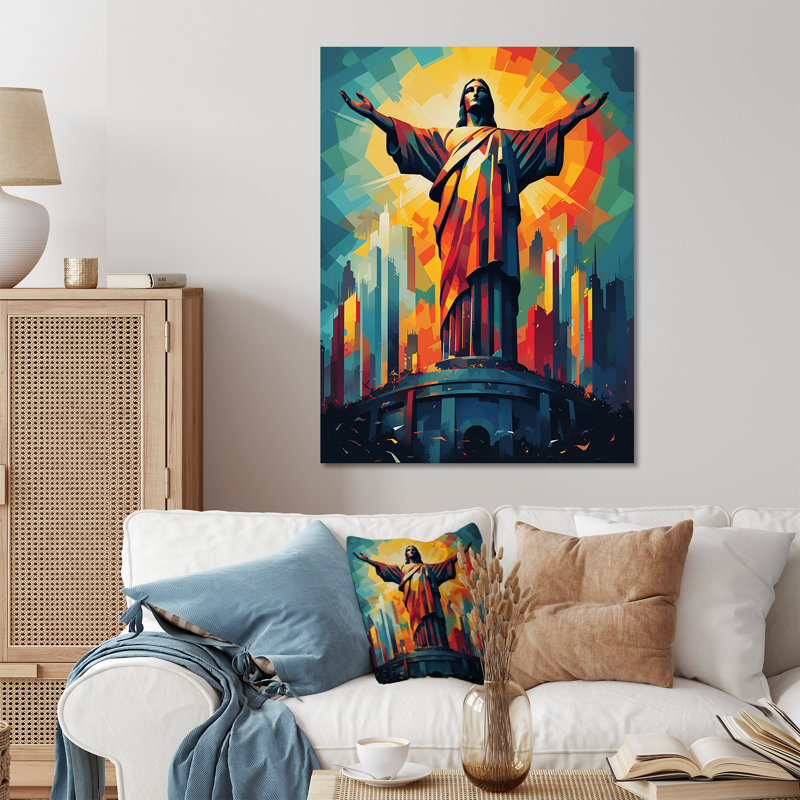 Pop Christ le Rédempteur Rio De Janeiro II - Christianisme, art mural en métal, H 32 po x l 24 po x P 1 po