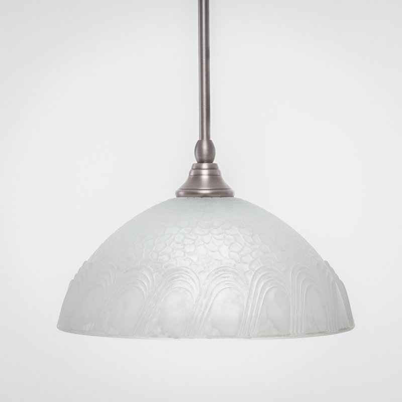 Luminaire suspendu en forme de dôme à 1 lumière Bober, Nickel brossé, H 7,5 po x l 12 po x P 12 po