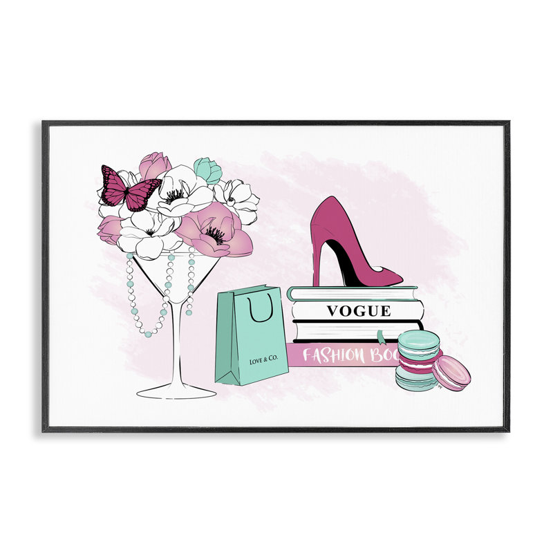 Scène de mode, estampe numérique par Martina Pavlova, H 12 po x l 18 po, Giclée encadrée noir minuit