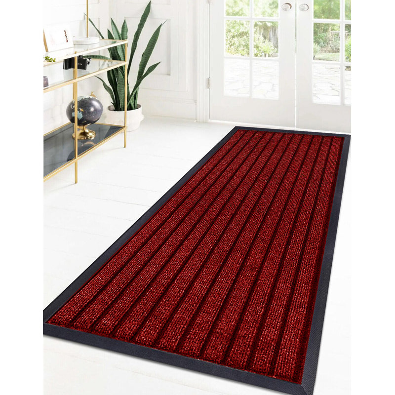Non-Slip Indoor Outdoor Door Mat, Red, Rectangle 60 x 180 cm