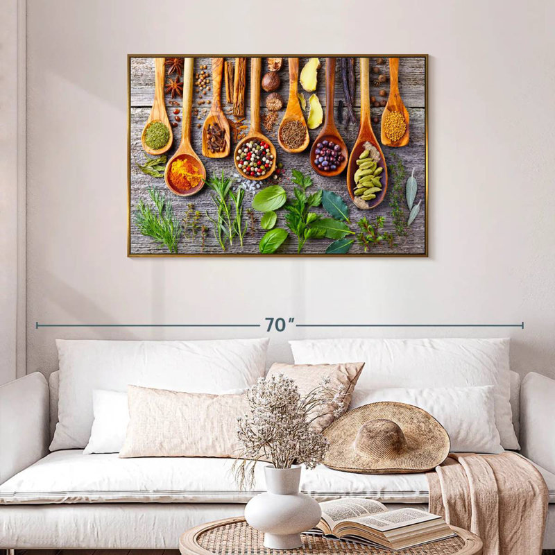 Herbes et épices, Cadre flottant doré, 43 po x 29 po