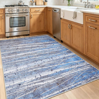 Clear Machine Washable,Winter Birch Tree Forest Beauty Indoor Area Rug