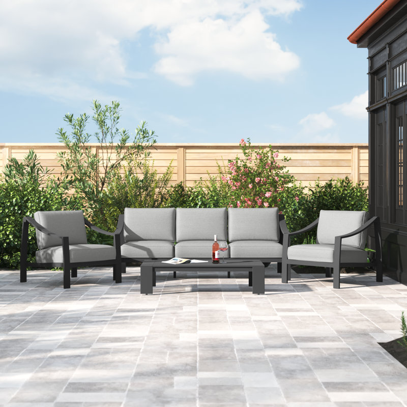Ensemble de meubles de patio extérieur 4 pièces Harma, Noir