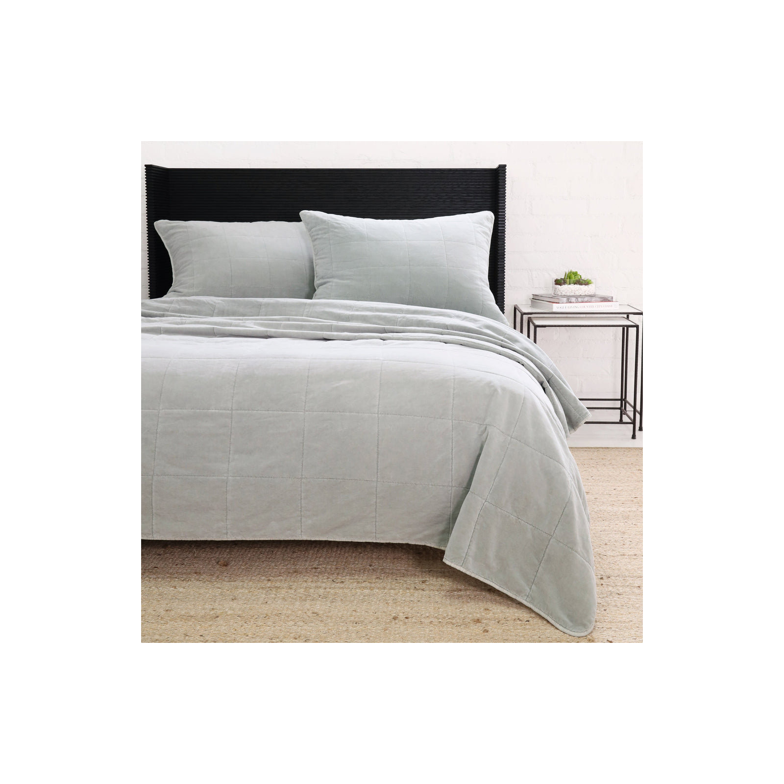 Amsterdam Velvet Coverlet, King Coverlet/Bedspread, Shore Blue