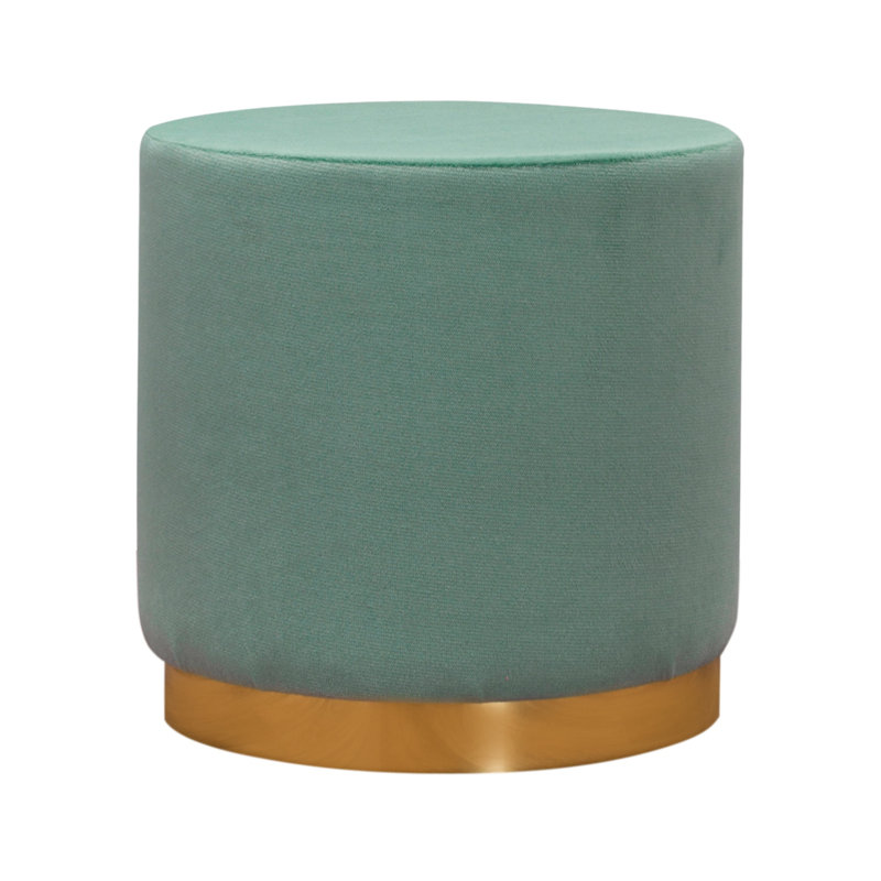 Repose-pieds rond 15,7 po Frasure, 100% polyester vert d'eau