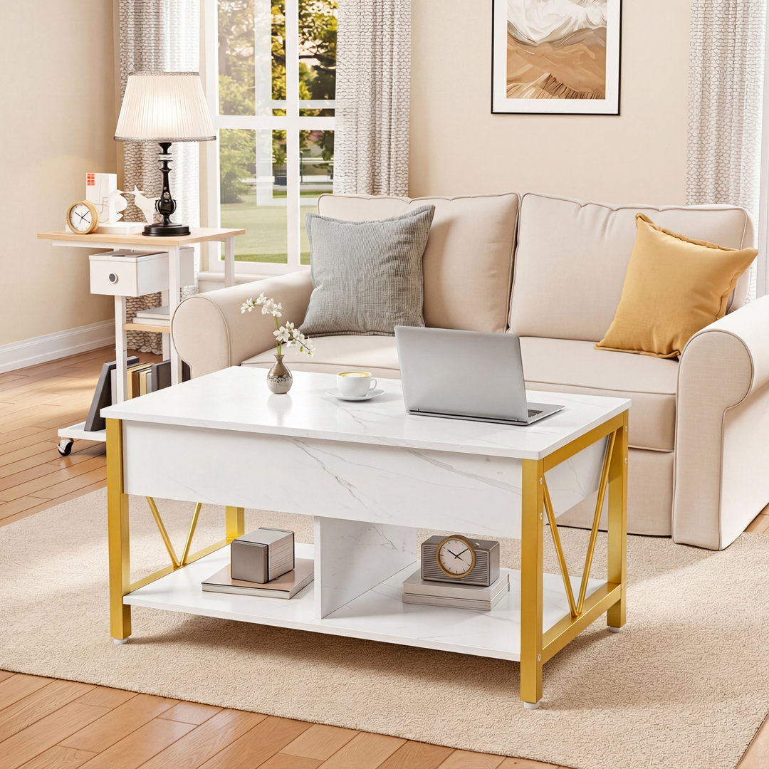 Lift Top Four Leg Coffee Table with Storage