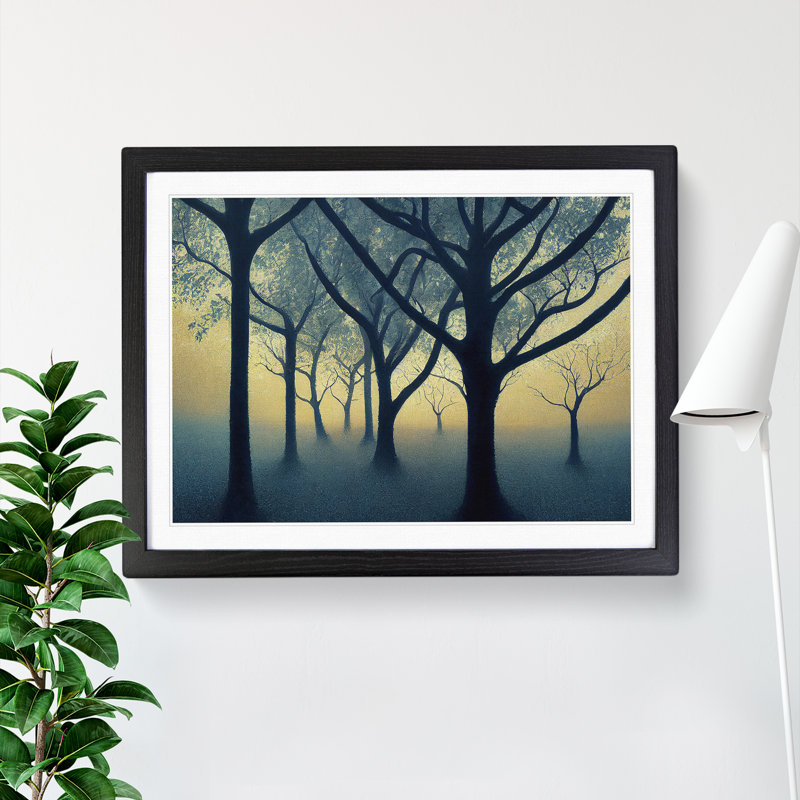 Harmonious Tree Forest - Single Picture Frame Print, 25cm H x 34cm W x 2cm D, Black