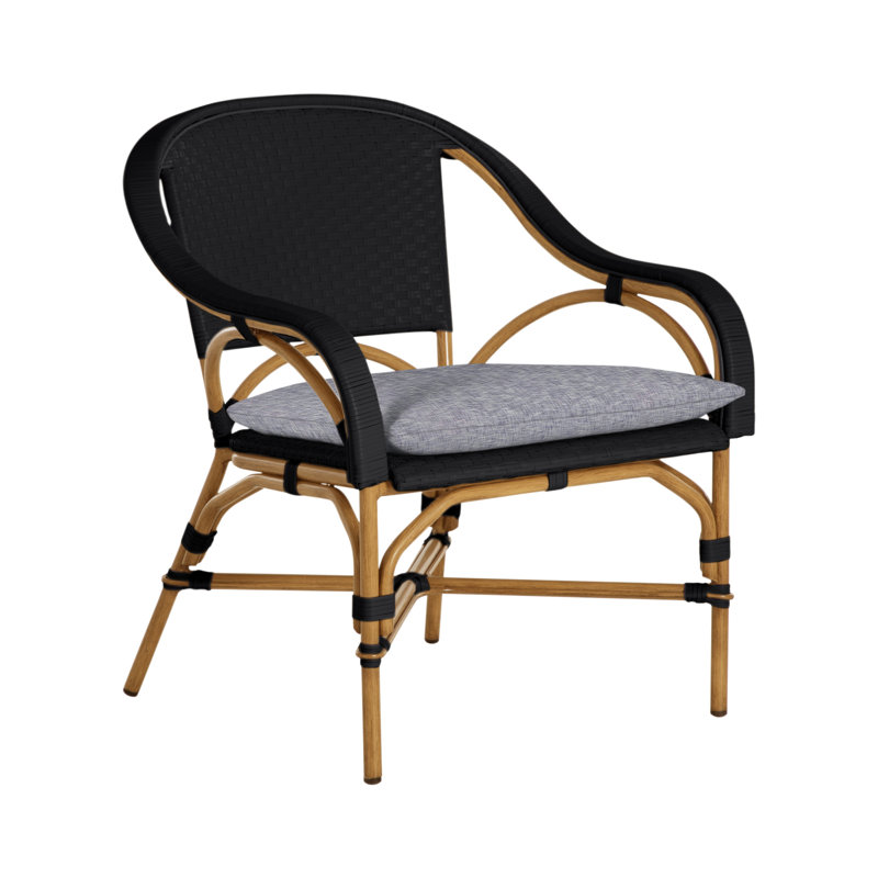 Savoy Patio Chair with Cushions, No Welt, Rollo Chambray, Chalk/White/Navy