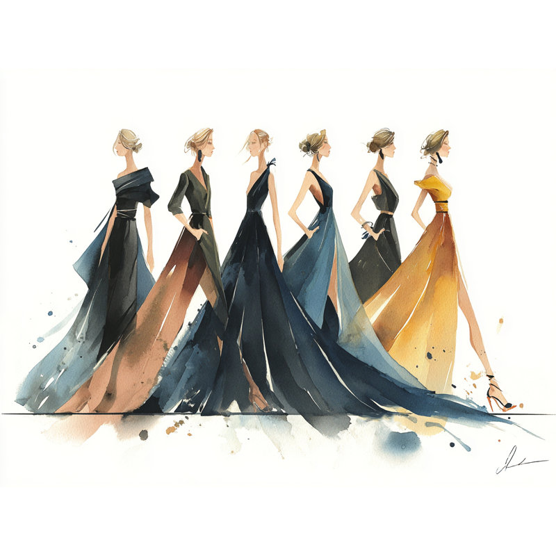 «Runway Elegance - Fashion Illustration», art mural sur toile