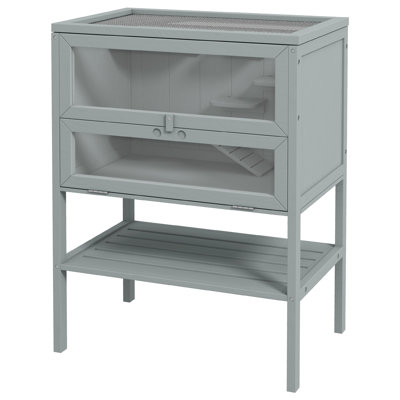 Wooden Cage For Mice And - Gray, 3 With Storage Easy Maintenance 3 Hamster Habitat , Provides A Comfortable Space Small Pets