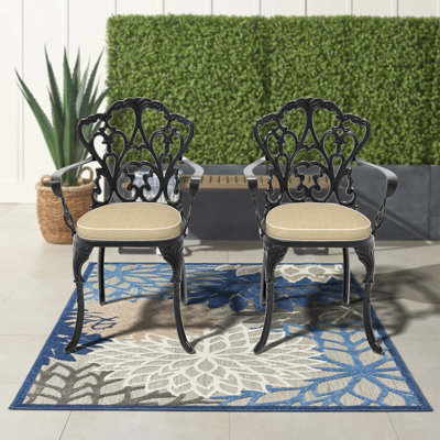 Cast Aluminum Patio Dining Chair Set With Ergonomic Design