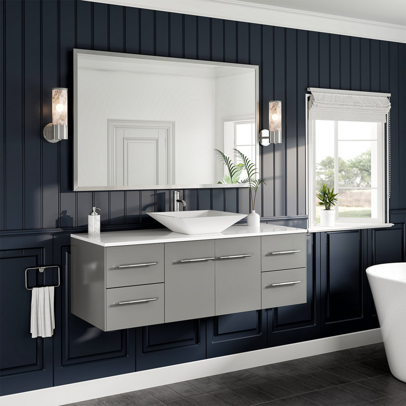 Miroir de salle de bain moderne et contemporain Hurtsboro, Argent brossé