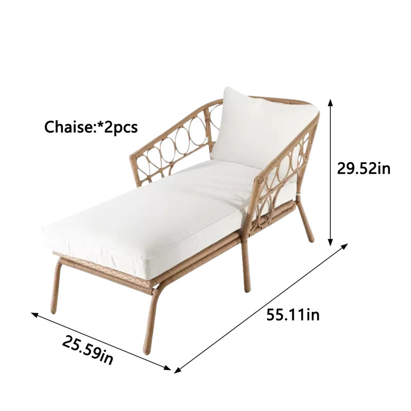 Outdoor Lounger With Iron Frame Outdoor Chaise Lounge , Cushion Included