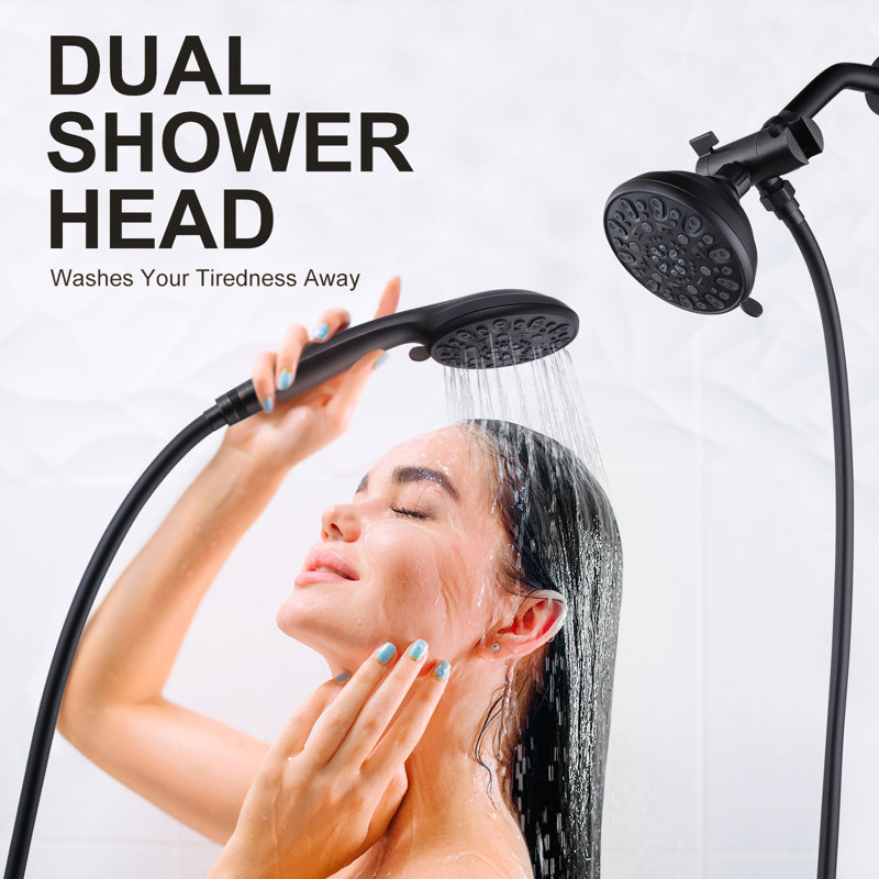 Double pomme de douche chromée à main 48 fonctions avec inverseur d'eau à 3 voies, Bronze huilé
