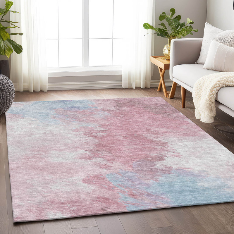 Tapis intérieur / extérieur rose Braeas, 5' x 7'6"
