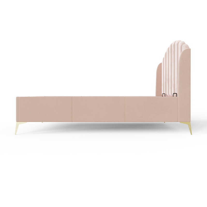 Thierry Upholstered Ottoman Bed, Blush Pink, Kingsize (5')