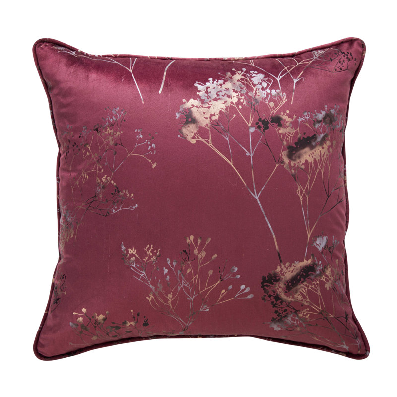 Cooksville Floral Square Cushion, Wine