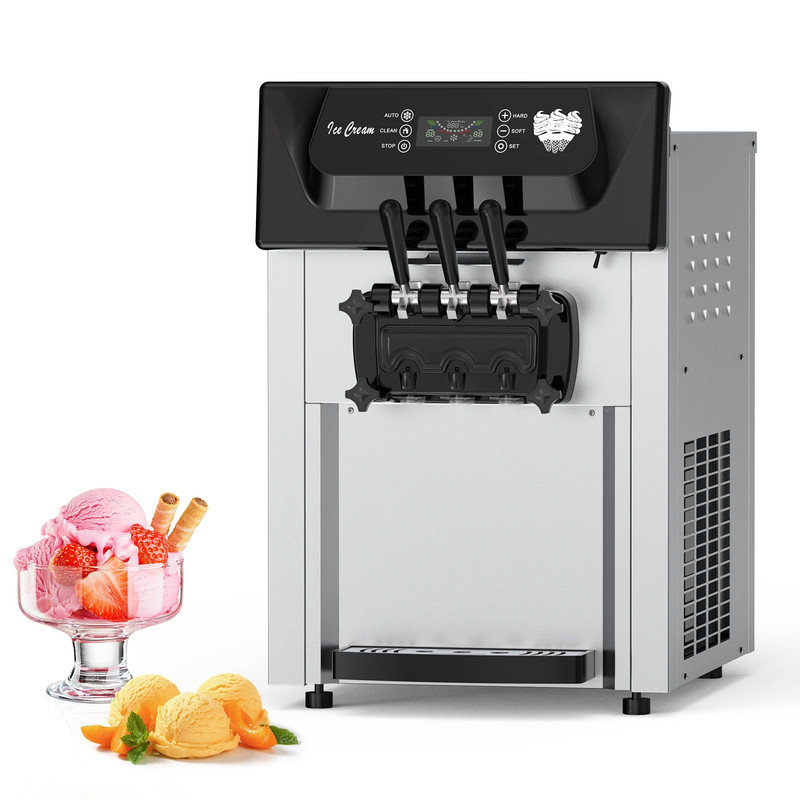 Machine à glaçons commerciale 2200W 7,4 gallons / H double trémie 2 + 1 saveurs LCD nettoyage automatique pour les magasins