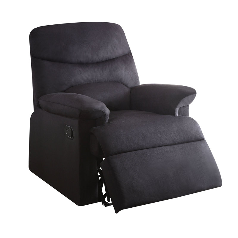 Fauteuil inclinable en tissu noir Arcadia avec accoudoirs moelleux et mécanisme d'inclinaison en douceur, Noir - microfibre