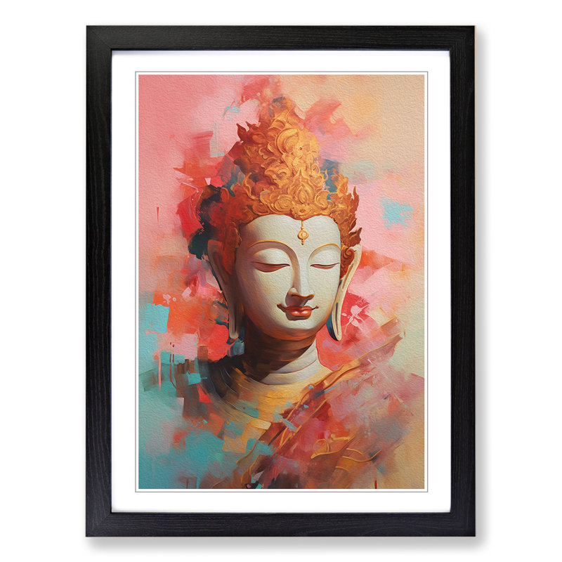Buddha Expressionism Art - Framed Print, 64cm H x 46cm W x 2cm D, Black Framed