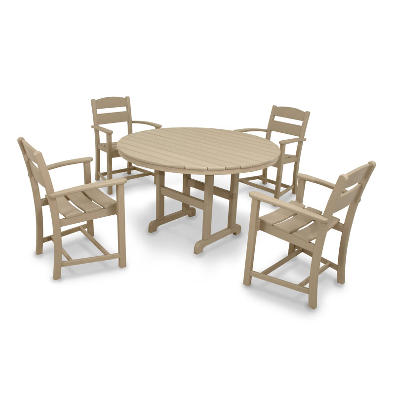 POLYWOOD Classics 4 - Person Patio Dining Set with Round Table, Sand