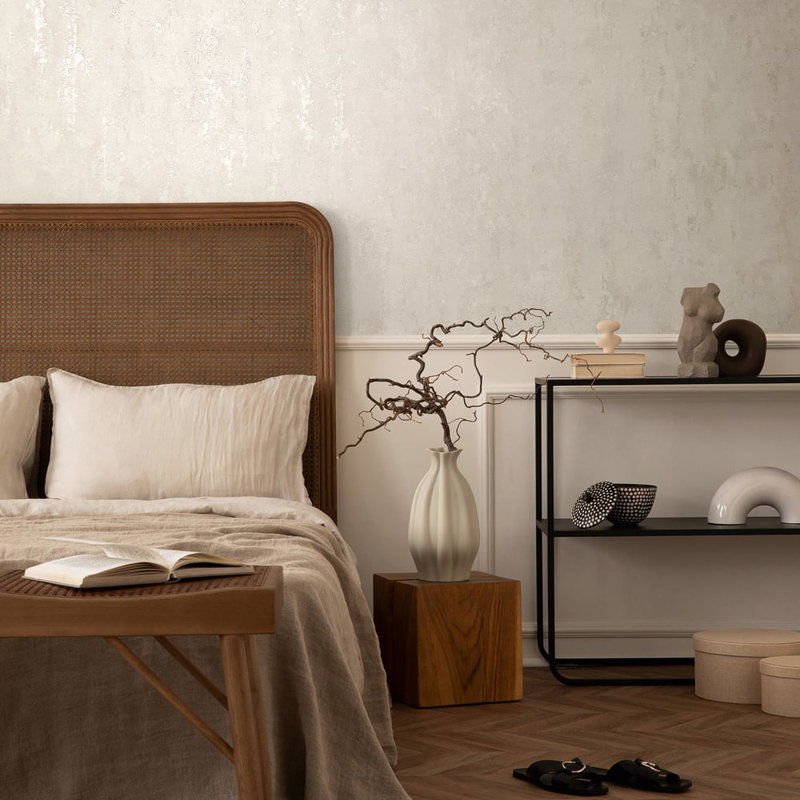 City Romance Collection Metallic Concrete Wallpaper Roll, Black