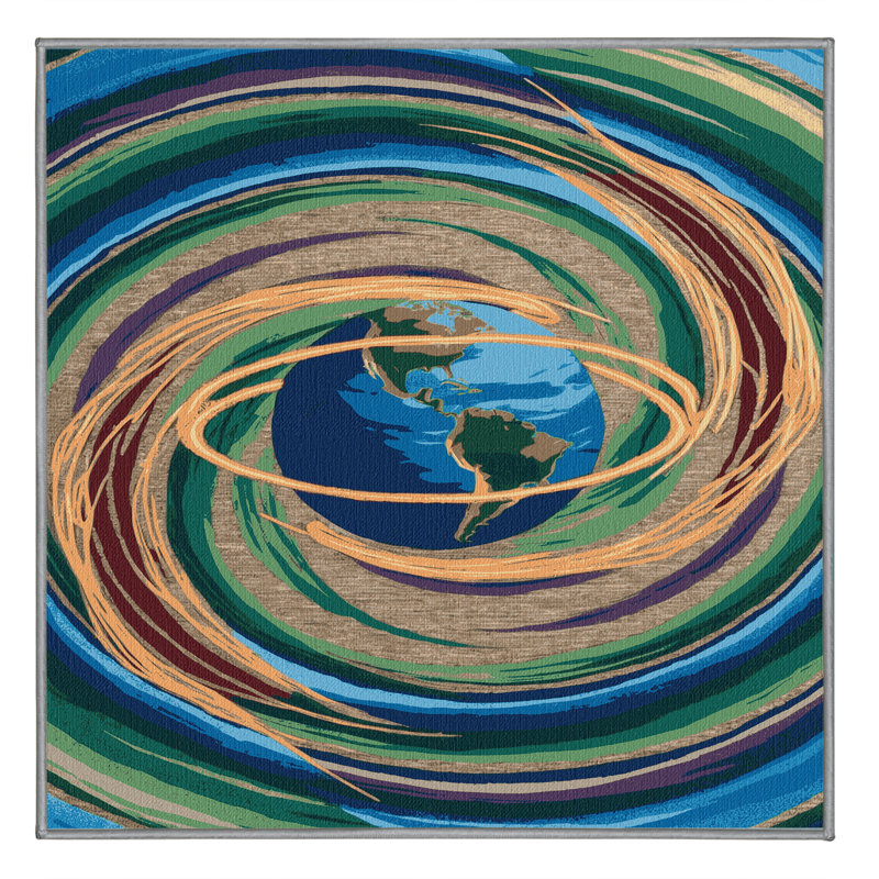 Machine Washable Space Brown Area Rug, Square 5'